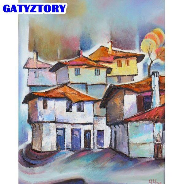 

picture by numbers for kids handpainted abstract house landscape oil painting number modern home decor diy gifts paintings
