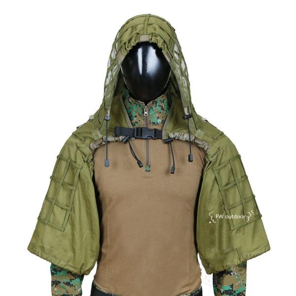 

hunting sets military sniper ghillie suit foundation lightweight hood camouflage jacket, Camo