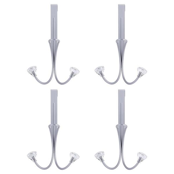 

hooks & rails over the door hooks-door hanger metal twin organizer rack for living room bathroom hanging coats hats 4 pack