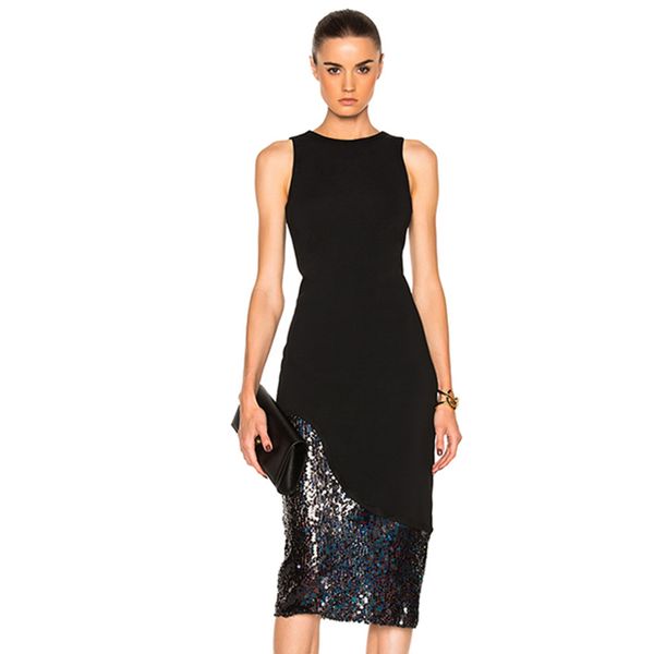 

dress black sleeveless sequined rayon bandage elegant evening party dress vestidos, Black;gray