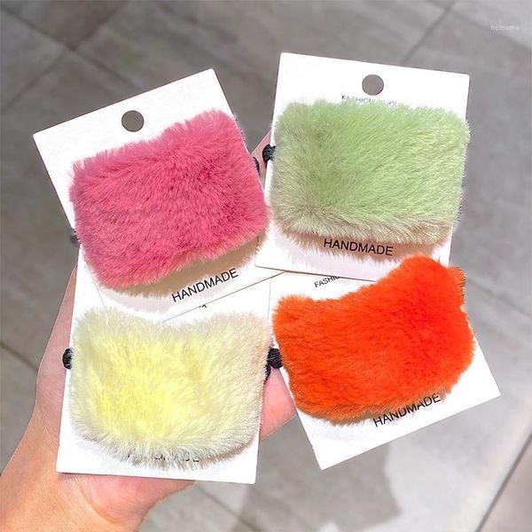 

lovely fashion women elastic hair bands girls warm artificial fur geometry scrunchies rope accessories1