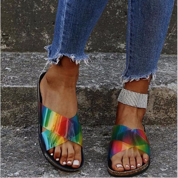 

slippers summer women's open toe flat ladies outdoor for women anti skid beach sandals female casual shoes zapatos de mujer, Black