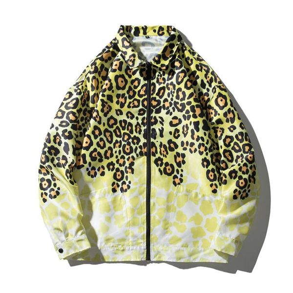 

men's jackets 2021 autumn design loose lapel with leopard printing street wear casual coat, Black;brown