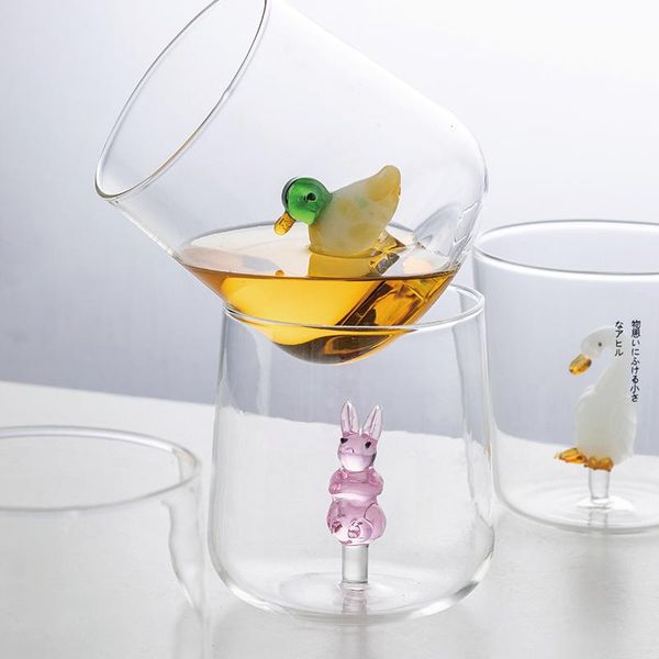 

wine glasses 300/400ml borosilicate glass water cup 3d animal office coffee juice party restaurant beer creative gifts