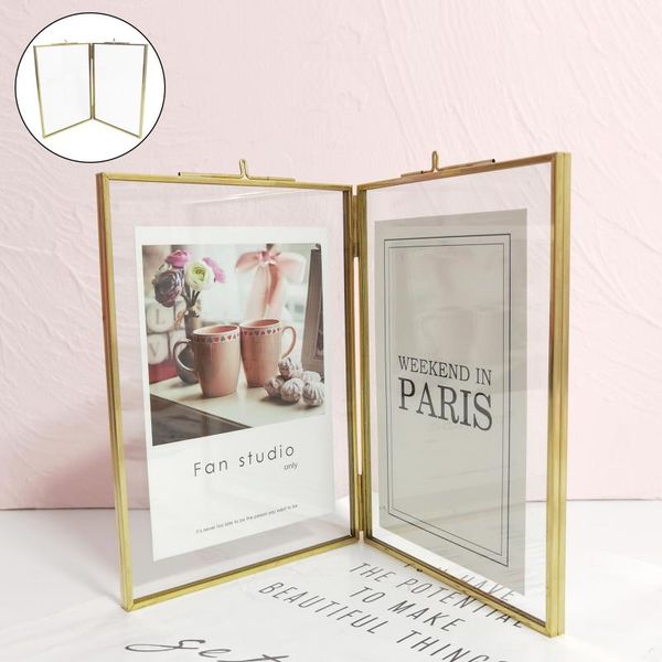 

vintage gold picture frame double sided po frames specimen display holder