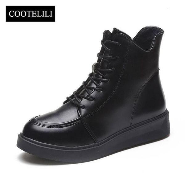 

boots cootelili plus size women rubber black flat fashion winter ankle for 35-40