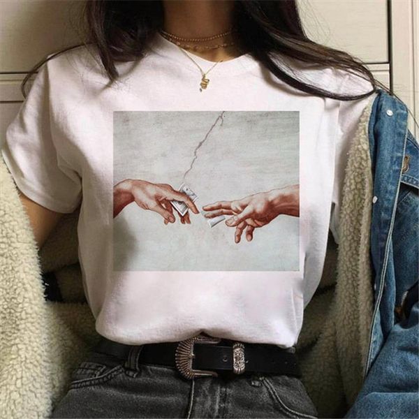 

fshion and women clothes summer men t shirt womens short sleeve hands aesthetic streetwear soft printed graphic tees, White;black