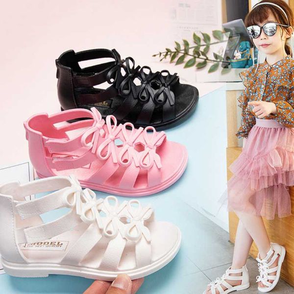 

beach sandals for big girls summer gladiator cut-outs kids shoes leisure children princess white rome sandales csh1066 slipper, Black;grey