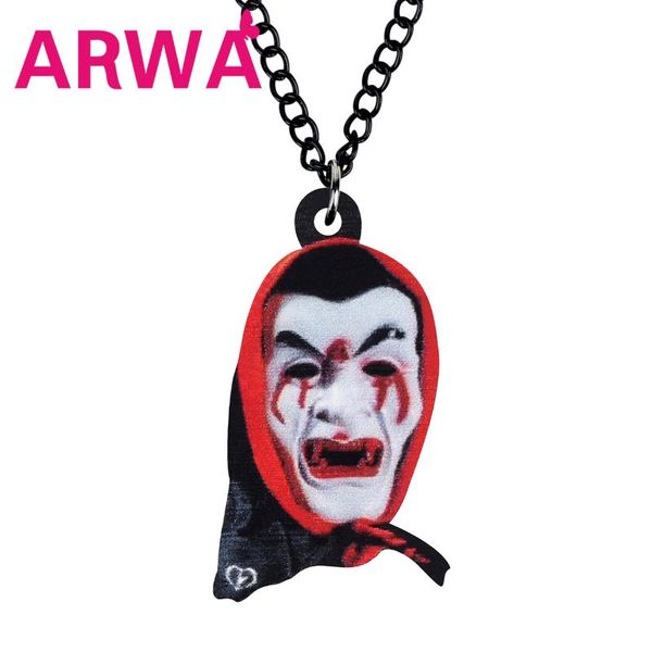 

acrylic halloween horror blood ghost face necklace long choker pendant jewelry for women friends kids charms gift jewellery necklaces, Silver