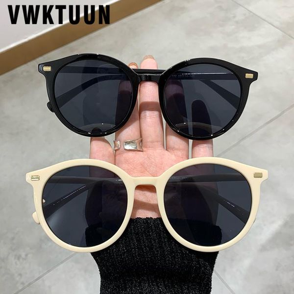 

sunglasses women vintage round sun glasses for men double gold metal rivet frame driving driver uv400 eyewear, White;black