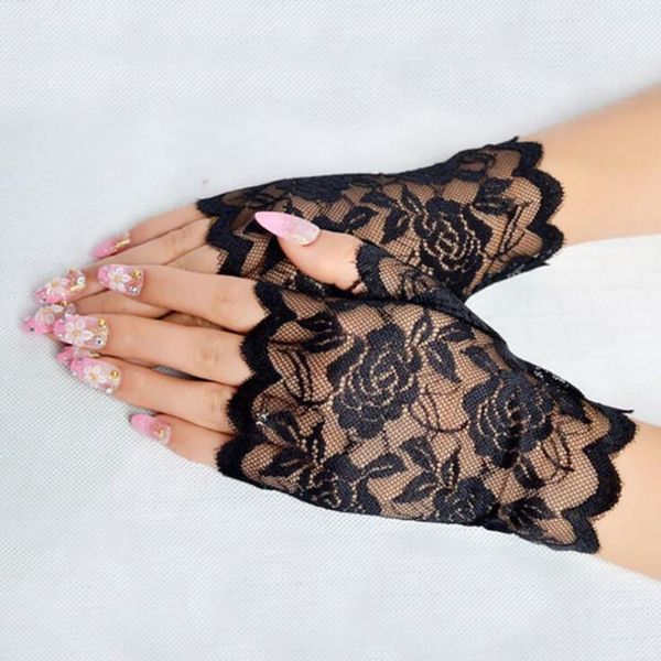 

sale sailor dance long fingerless womens lace gloves ladies half finger fishnet heated mesh mitten handschoenen five fingers, Blue;gray