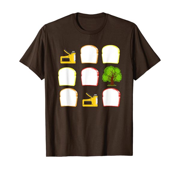 

funny bread stapled to trees hobby t-shirt, White;black