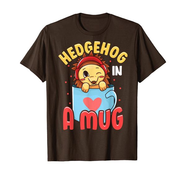 

adorable baby hedgehog in a mug hedgehog lovers t-shirt, White;black