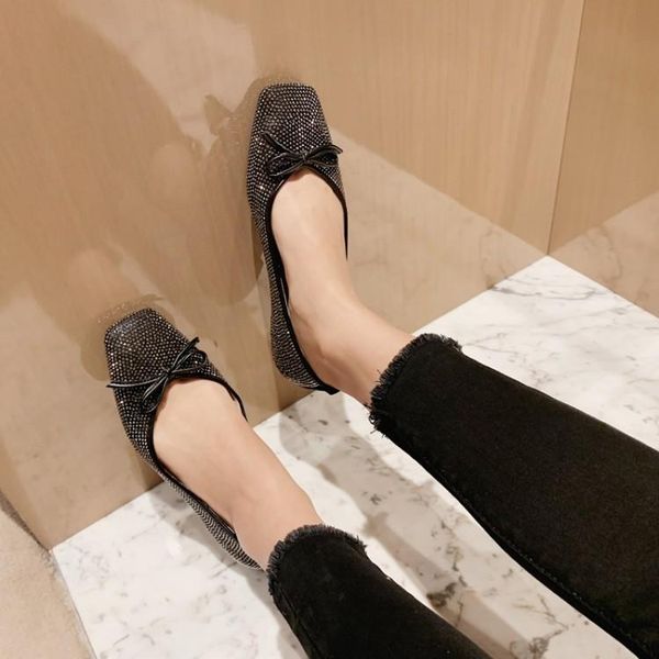 

dress shoes big size ladies high heels women woman pumps square-headed butterfly-knotted crystal single shoe, Black