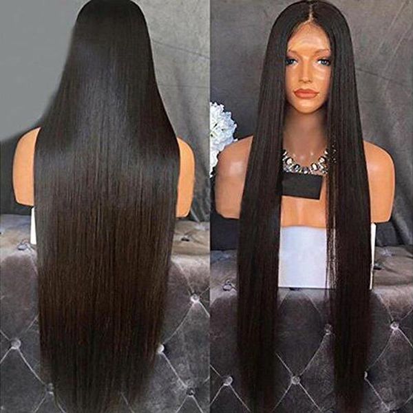 

synthetic wigs fashion natural hair lace glueless long straight middle part heat resistant soft for black women