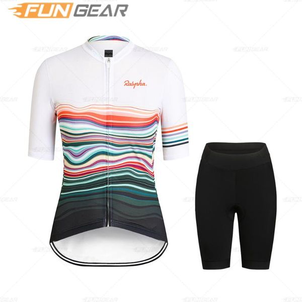 

racing sets ralvpha 2021 summer cycling jersey women bicycle short sleeve clothing sportswear outdoor mtb, Black;blue