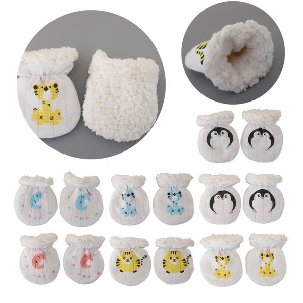 

winter gloves anti-grab mittens thicken warm fleece glove cute boys girls hand warmer for born baby gift hair accessories, Slivery;white