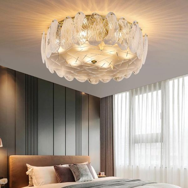 Plafoniere Lampadario per soggiorno Lampade a LED decorative in vetro grigio/bianco Salone Rotondo Camera da letto Cucina da pranzo