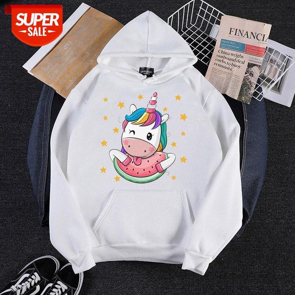 

unicorn logo print youth trend casual hooded sweater hoodie #wg6p, Black