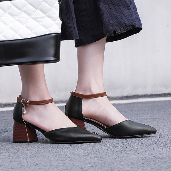 

oversized 12 13 14 15 high heels sandals women shoes woman summer ladies restoration of the square head with rough heel, Black