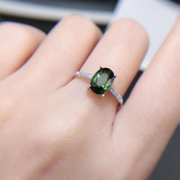 

cluster rings tourmaline ring natural real jewelry 925 sterling silver fine, Golden;silver