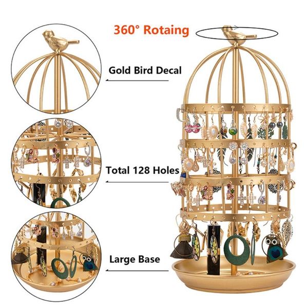 

jewelry pouches, bags j60e earrings holder tower bird cage shape display drawer storage for /wedding, Pink;blue