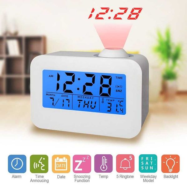 

other clocks & accessories electronic deskclock led digital smart alarm date backlight voice control time projector snooze f