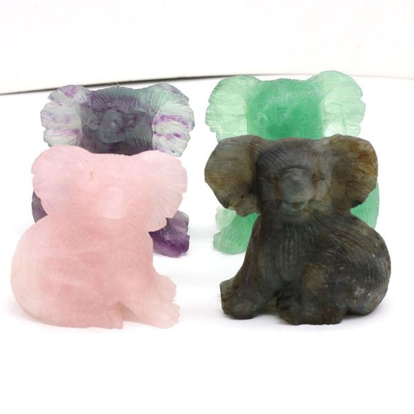 

jewelry pouches, bags natural stone decoration koalas bear artificial small ornament lucky gift bed-room garden office desk mini ornaments, Pink;blue