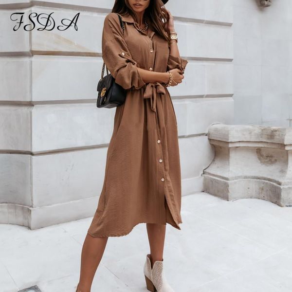 

casual dresses fsda v neck women midi long sleeve dress wrap black 2021 autumn winter sashes button a line party shirts, Black;gray