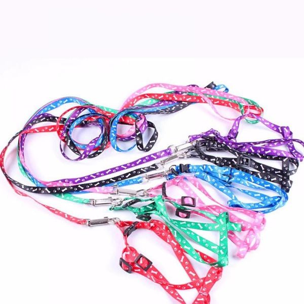 

dog collars & leashes pet collar harness leash soft walking puppy lead colorful and durable traction rope polyester 110cm accessories