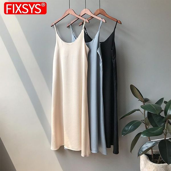 

spring summer women tank dress casual satin camisole elastic female home beach dresses v-neck camis sling, Black;gray