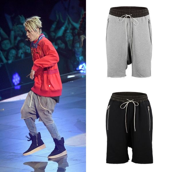 

fashionable shorts 2021 high street justin bieber same ro zipper pocket loose hairline crotch, White;black