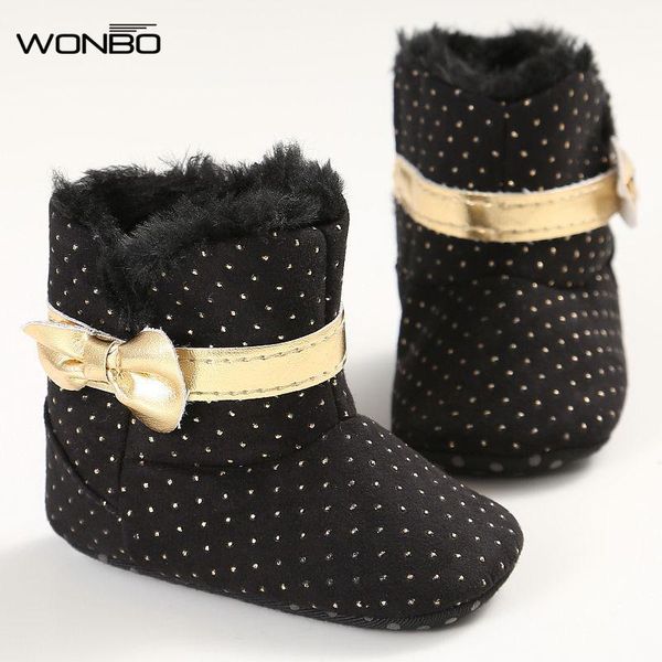 

5colors fashion sweet winter born baby girl princess first walkers super warm bow shoes crib snow soft soled boots booty