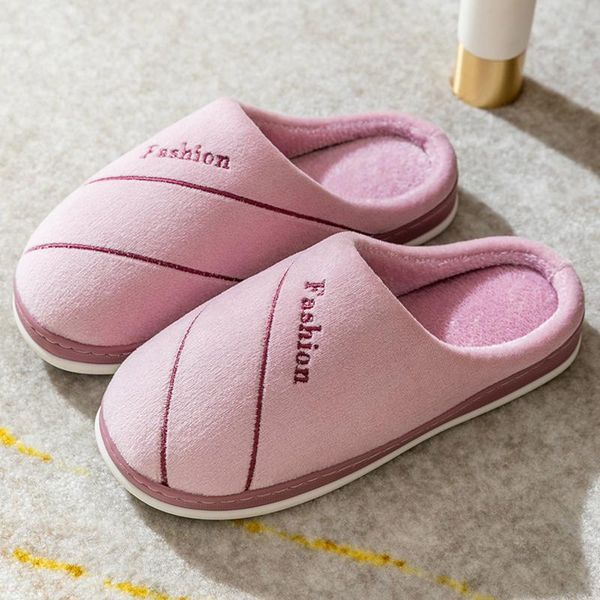 

slippers winter indoor women house plush soft cotton non-slip floor shoes home slides for bedroom#30, Black