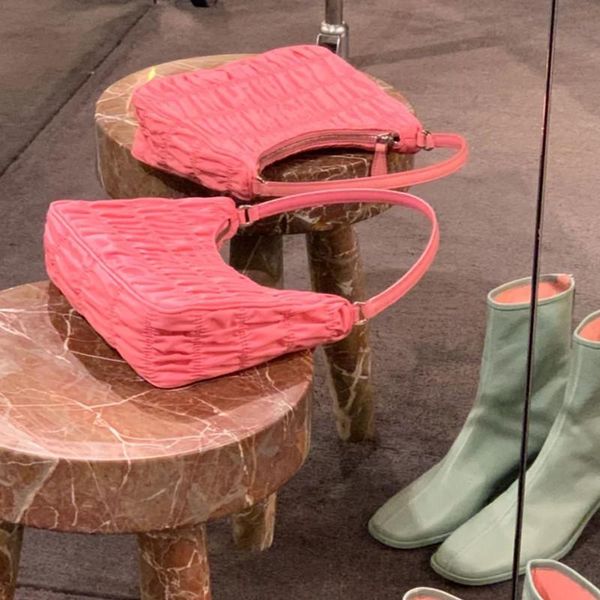 

evening bags baguette brand women's bag designer, nylon ribbon fold, retro luxury shoulder bag, 2021