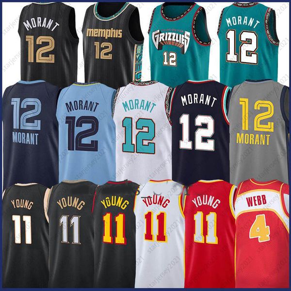 

sale trae 11 young ja 12 morant spud 4 webb basketball jersey men women kid jerseys sale, Black;red