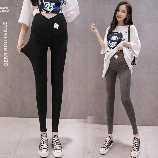 

2959# maternity pants summer slimming support abdomen elastic waist belly leggings trousers bottoms, White