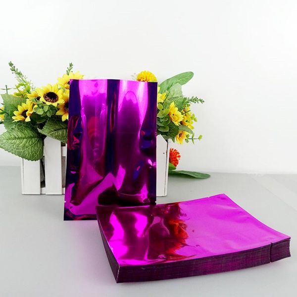

gift wrap 14*20cm 100pcs/lot purple colors vacuum bags open packaging heat seal aluminum foil plain pocket pouches