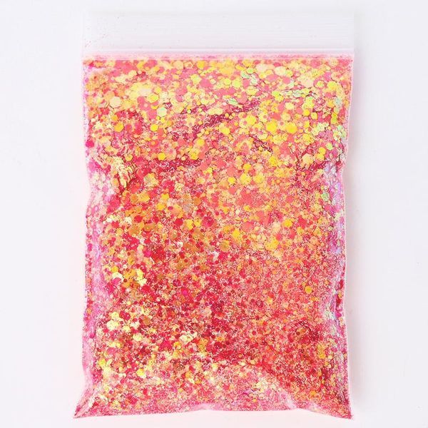 

500g/bag nail art holo mixed hexagon chunky glitter sparkly diy decorations flakes slices polishing manicure glitters cpd861, Silver;gold