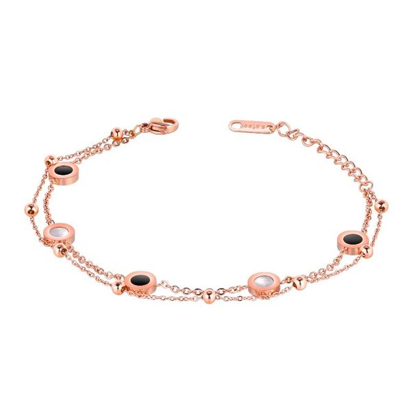 

charm bracelets fashion women jewelry bracelet stainless steel & shell pearl oyster roman number hand chain two side color length 15+5cm, Golden;silver