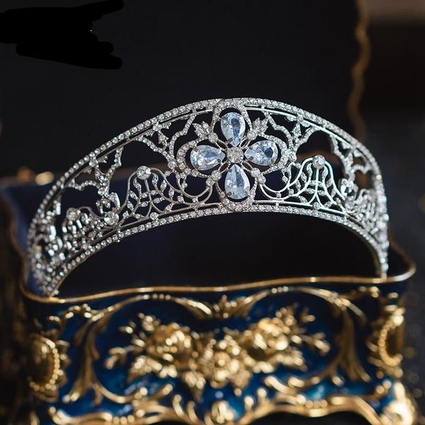 

hair clips & barrettes luxury cubic zirconia crown crystal bridal tiaras baroque rhinestone pageant diadem jewelry party wedding dubai acces, Golden;silver