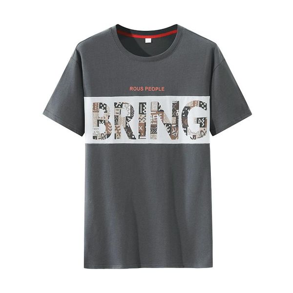 

men t-shirt o-neck printed cotton fashion simple comfortable casual plus size men's t-shirts, White;black