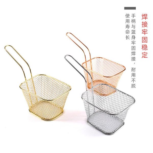 

storage bottles & jars square mini fried basket rose gold french fries wire restaurant frying