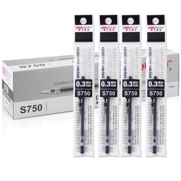 

refills 1pcs deli neutral refill s750 financial special 0.3mm superfine black carbon remarks, Black;red