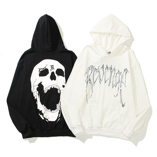 

hoodies 2021 trendy revenge high street hip hop broken skull english printed men's and women's plush sweater, Black