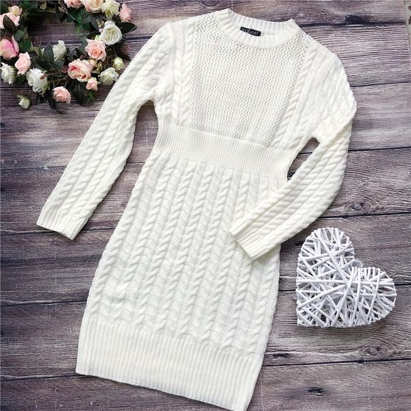 

2021rugod new autumn winter sweater dress women fashion hollow out knitted dress multi colors twist pattern bodycon dress 2021 new, Black;gray