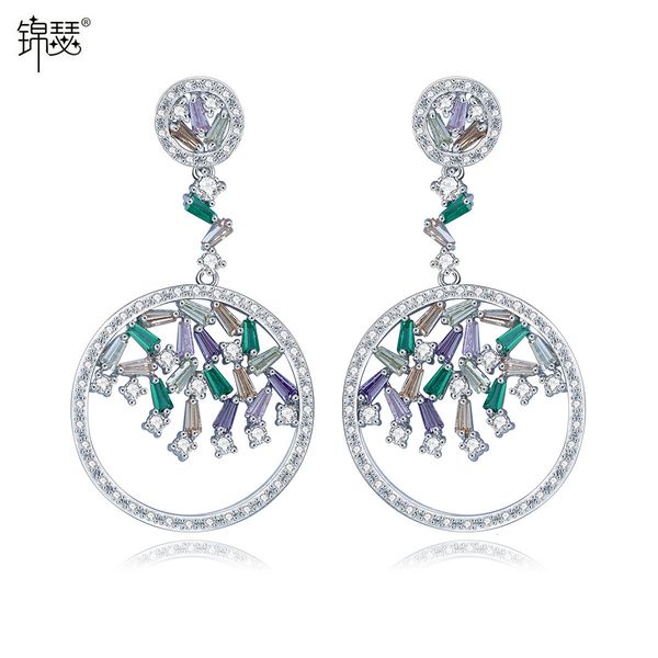 

jewelry charm stud courtyard deep lock earrings aaa diamond zircon fashion ol for women, Golden