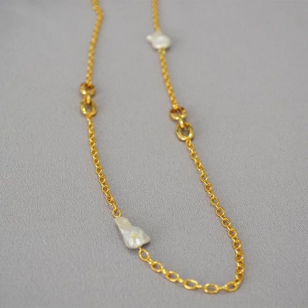 

chokers timeless wonder fancy baroque pearl chains necklace women designer korean jewelry punk ins party versatile sweater 6446, Golden;silver