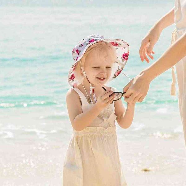 Bebek Güneş Şapka Güneş Koruma Plaj Kova Şapka Geniş Ağız Yaz Kap Nefes Sinek Olmayan Moda Seyahat Güneş Şapka G220311