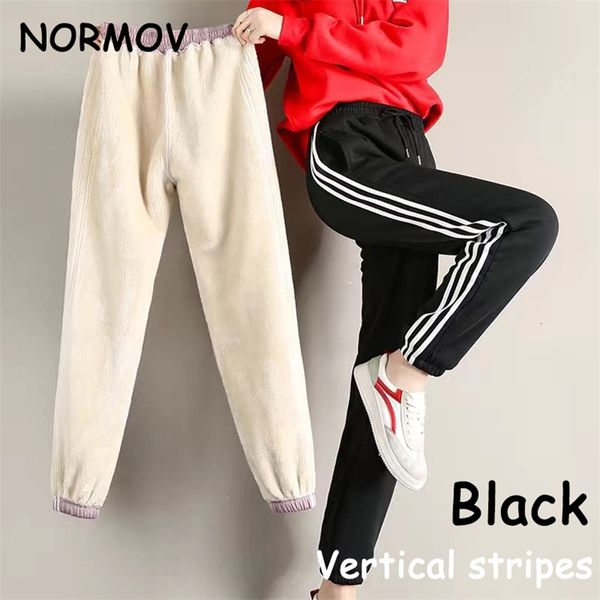 

normov winter women sweatpants thick cashmere casual pants loose joggers sport harem long trousers pantalones mujer 211218, Black